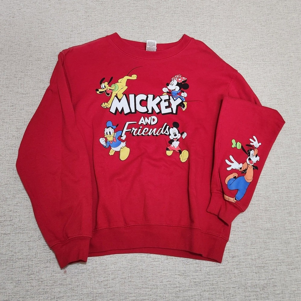 Disney Sweatshirt Unisex XS Red Mickey and Friends Sleeve Graphic LS42101SS
